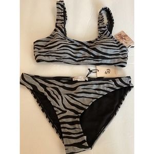 Sincerely Jules 2 Piece Zebra Swim Bikini Set NEW WITH TAGS Size Medium